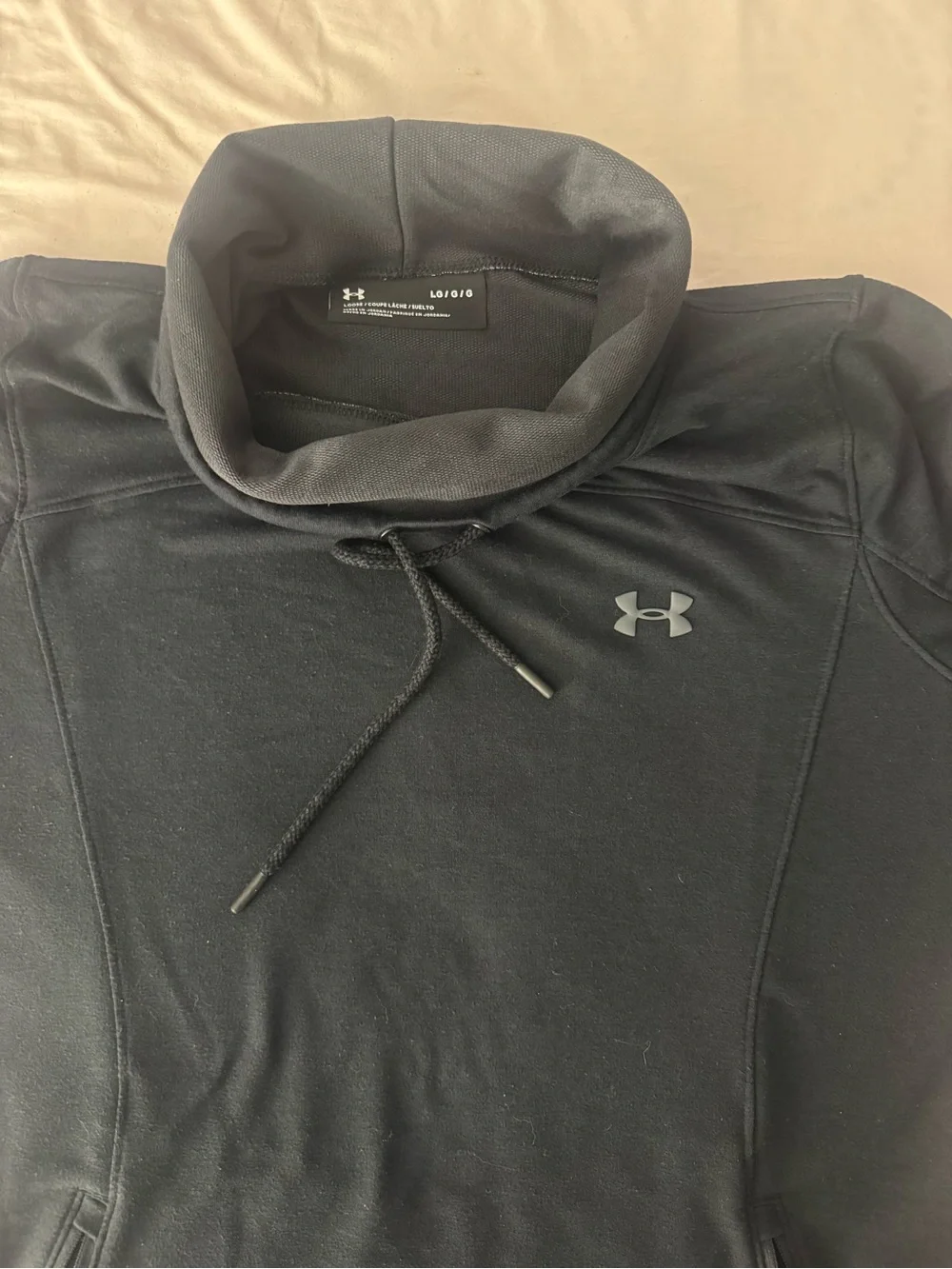 Under Armour Black Tall Cowl Neck Pullover with Zip Pockets